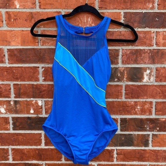 Diane Von Furstenberg Womens 8 Blue Drop Back One Peice Swim Bathing Suit - Picture 1 of 10